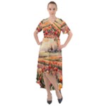 Tulips Field Tree Front Wrap High Low Dress
