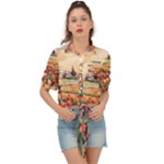 Tulips Field Tree Tie Front Shirt 