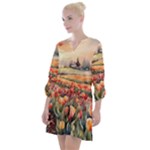 Tulips Field Tree Open Neck Shift Dress