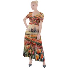 Button Up Short Sleeve Maxi Dress 