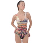 Tulips Field Tree Side Cut Out Swimsuit