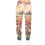 Tulips Field Tree Women Velvet Drawstring Pants