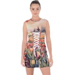 Tulips Field Tree Lace Up Front Bodycon Dress