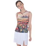 Tulips Field Tree Women s Sleeveless Sports Top