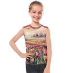Tulips Field Tree Kids  Mesh Tank Top