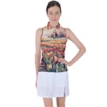 Tulips Field Tree Women s Sleeveless Polo T-Shirt