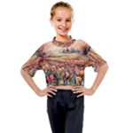 Tulips Field Tree Kids Mock Neck T-Shirt