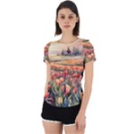 Tulips Field Tree Back Cut Out Sport T-Shirt