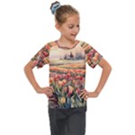 Tulips Field Tree Kids  Mesh Piece T-Shirt
