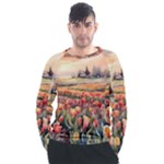 Tulips Field Tree Men s Long Sleeve Raglan T-Shirt