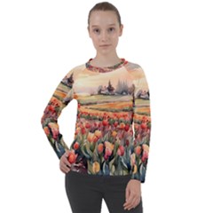 Tulips Field Tree Women s Long Sleeve Raglan T