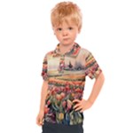 Tulips Field Tree Kids  Polo T-Shirt