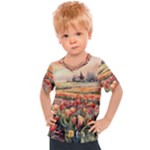 Tulips Field Tree Kids  Sports T-Shirt
