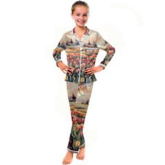 Kids  Satin Long Sleeve Pajamas Set 