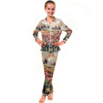 Tulips Field Tree Kids  Satin Long Sleeve Pajamas Set