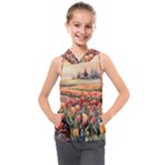 Tulips Field Tree Kids  Sleeveless Hoodie
