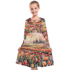 Tulips Field Tree Kids  Midi Sailor Dress from ArtsNow.com