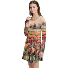 Long Sleeve Velour Skater Dress 