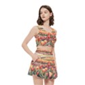 Women s Crop Top Pleated Skater Rave Skirt 