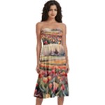 Tulips Field Tree Knee-Length Strapless Bra Top Dress