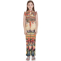 Kids  Sleeveless Ruffle Edge Band Collar Chiffon One Piece 
