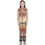 Tulips Field Tree Kids  Sleeveless Ruffle Edge Band Collar Chiffon One Piece
