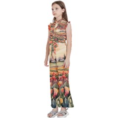 Kids  Sleeveless Ruffle Edge Band Collar Chiffon One Piece 