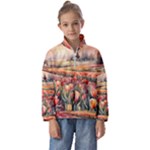 Tulips Field Tree Kids  Half Zip Hoodie