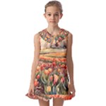 Tulips Field Tree Kids  Pilgrim Collar Ruffle Hem Dress