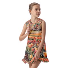 Kids  Pilgrim Collar Ruffle Hem Dress 