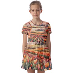 Kids  Short Sleeve Pinafore Style Dress 
