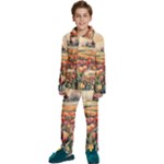Tulips Field Tree Kids  Long Sleeve Velvet Pajamas Set