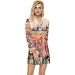 Tulips Field Tree Long Sleeve Satin Robe