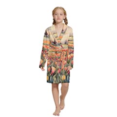 Tulips Field Tree Kids  Long Sleeve Velvet Lounge Robe from ArtsNow.com