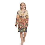 Tulips Field Tree Kids  Long Sleeve Velvet Lounge Robe
