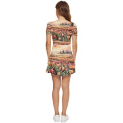 V-Neck High Waist Chiffon Mini Dress 