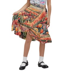 Kids  Ruffle Flared Wrap Midi Skirt 