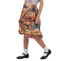 Kids  Ruffle Flared Wrap Midi Skirt 