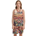 Tulips Field Tree Kids  Basketball Mesh Set