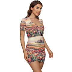 Low Cut Cap Sleeve Mini Dress 
