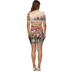 Low Cut Cap Sleeve Mini Dress 