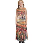 Tulips Field Tree Kids  Satin Sleeveless Maxi Dress