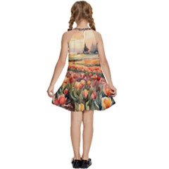 Kids  Halter Collar Waist Tie Chiffon Dress 