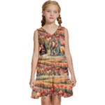 Tulips Field Tree Kids  Sleeveless Tiered Mini Dress