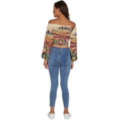 Long Sleeve Crinkled Weave Crop Top 