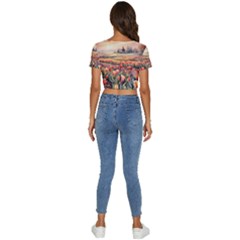Short Sleeve Square Neckline Crop Top  