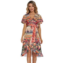 Women s Kimono Wrap Satin Dress 