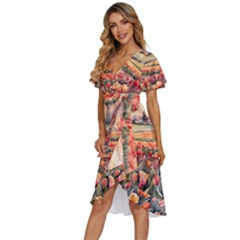 Women s Kimono Wrap Satin Dress 