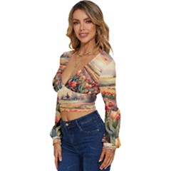 Long Sleeve Deep-V Velour Top 