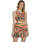 Tulips Field Tree Sleeveless High Waist Mini Dress